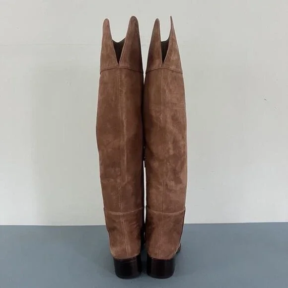 Antonio Melani Rilee Brown Suede Over The Knee Tall Dress Boots - Picture 8 of 11